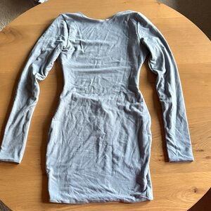 NWT Oh Polly Blue Long Sleeve Open Back Bodycon Dress